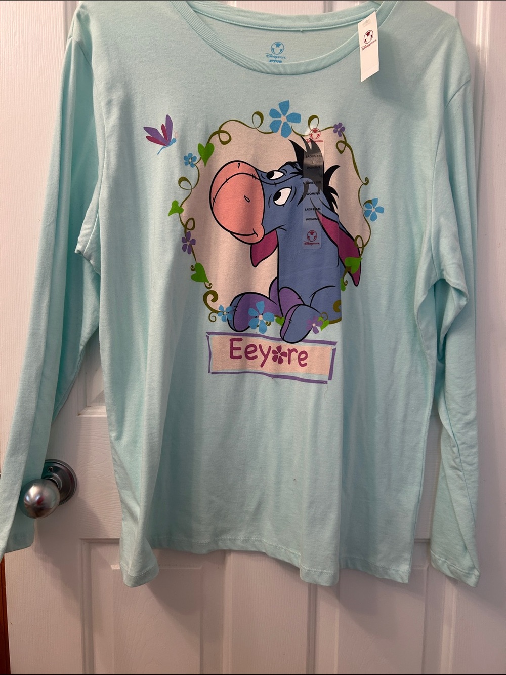 Disney Winnie the Pooh Eeyore Light Blue woman’s Long Sleeve Shirt Disney store